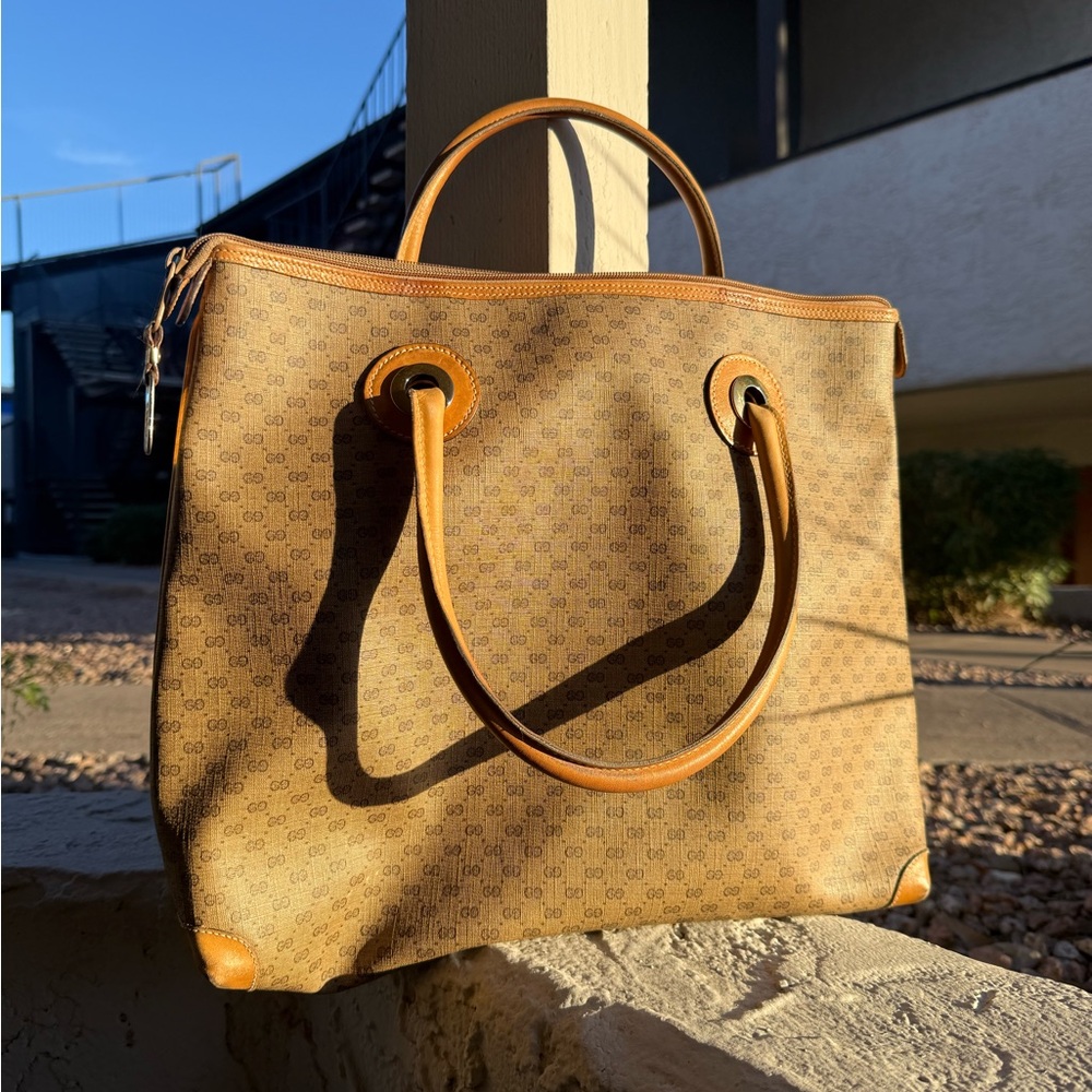Gucci Tan Tote Bag with Signature Pattern
